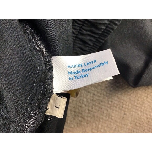 Marine Layer Chino Pants Men Sz Large Faded Black Casual Elastic Waist Stretch - Picture 5 of 16